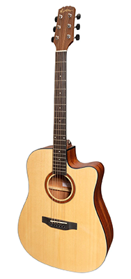 Martinez 'Natural Series' Solid Spruce Top Acoustic-Electric Dreadnought Cutaway Guitar (Open Pore)