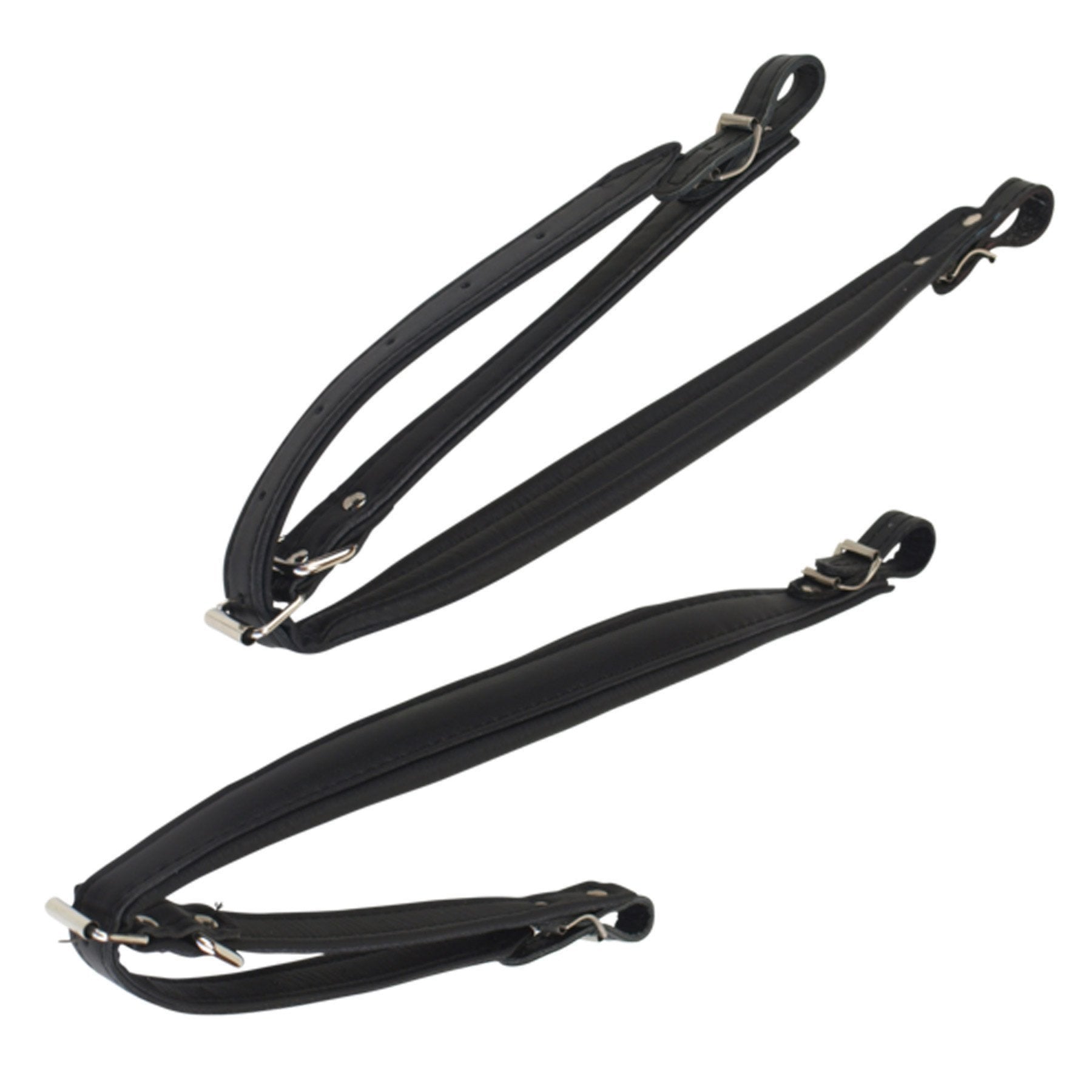 Set Of Two 1-Inch Black Leather Accordion Straps - Adjustable 41" To 51"