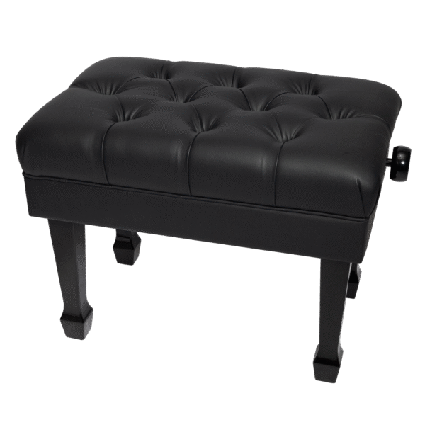Crown CPB-H401-BLK Deluxe Skirted & Tufted Hydraulic Height Adjustable Piano Bench