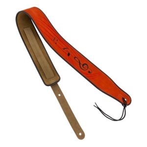 Fretz FGST-ST32 Padded Suede Leather Adjustable Guitar Strap (Treble Clef)